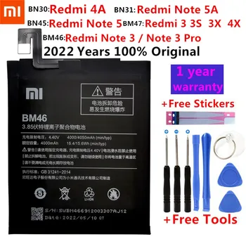 Въведете Mi Оригинална Батерия За Xiao Mi Red Mi 3 3S 3X 4X 3 pro Note 3 5 4A 5A Pro Mi 5X BM46 BM47 BN30 BN31 BN45 Взаимозаменяеми Батерия