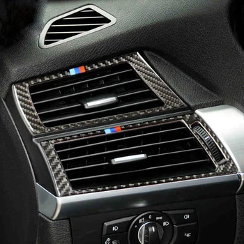 Въглеродни Влакна Автомобилен стайлинг Климатик, Изход Рамка Украса Капак Завърши Етикети За BMW X5 X6 E70 E71 Автоаксесоари