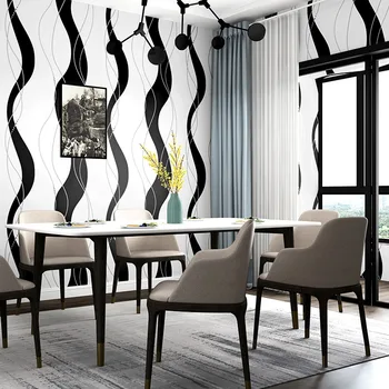Вълнообразни тапети черно-бяла вертикална ивица модерна проста геометрия Скандинавски стил спалня хол ТЕЛЕВИЗИЯ фонови картинки
