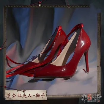 Гореща Игра Идентичност V Mary Madame Червена Обувки За Cosplay Модерни Червени Дамски Обувки На Висок Ток За Летния Чай Нови Кожени Обувки На Ток