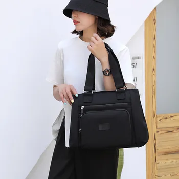 Дамска чанта, Модна тенденция Голямата голям чанта на рамото, Бизнес водоустойчива чанта-тоут за пътуване до работа, Ежедневни портативна найлонова чанта