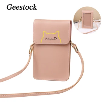 Дамски чанти Geestock, Плюшени портмонета, Мини чанта На рамо, чантата за мобилен Телефон Със сензорен Екран, женствена чанта През Рамо, Малка чанта с капак