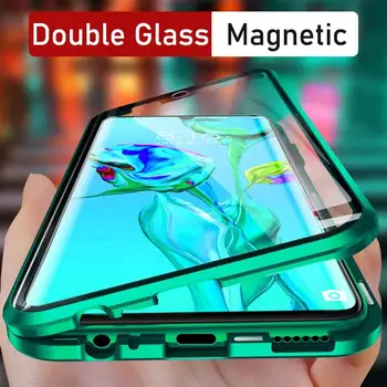 Двупосочен Стъклен Магнитен Калъф За Xiaomi Redmi Note 9 Pro 9s 8 Pro 7 Redmi 8 9 9A K20 Mi 10T Lite 9T Note 10 Pro Магнитен калъф