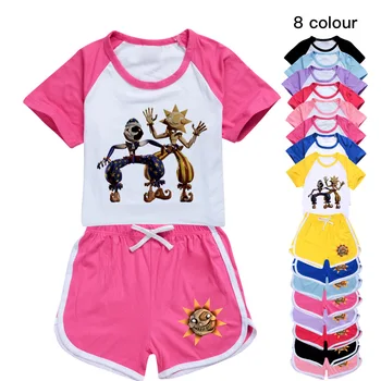 Детски дрехи, дрехи FNAF Sundrop Moondrop, Тениски за малки Момичета и Момчета + Шорти, Комплекти от 2 теми, детски дрехи, пижамный Костюм