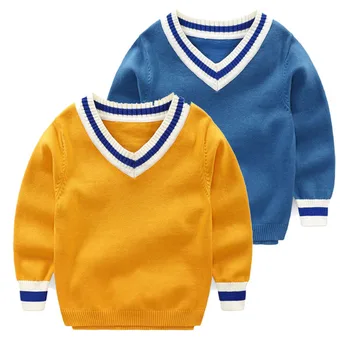 Детски дрехи, пуловер за момчета, пуловер с v-образно деколте, тънка корейската мода