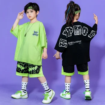 Детско улично танцово представяне на Модни Дрехи За момчета Корейската Версия на Модерен Брендовый Костюм Детски Хип-Хоп За момичета на Хип-Хоп Джаз