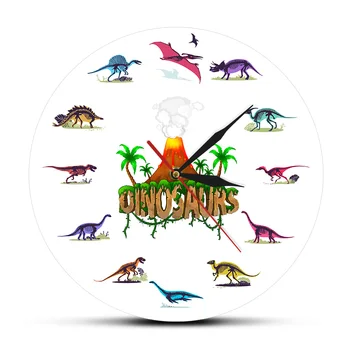 Динозаврите, Древни Специализация Мультяшные Часовници Персонализирани Декор На Детска Стая Модерни Цветни Стенни Часовници Подарък За Деца