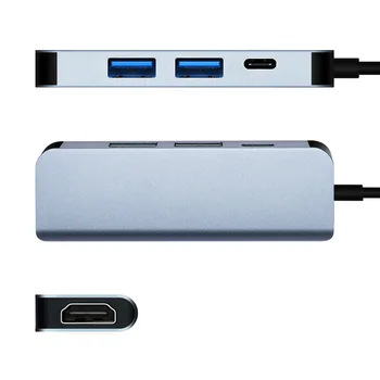 Докинг станция Type-C 4K, HDMI, USB Хъб ЛАПТОП Многофункционален конвертор Четири в една док-станция за 10 gbps USB3.0