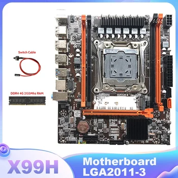 Дънна платка X99H LGA2011-3 дънната Платка на компютъра Поддържа Оперативна памет DDR4 с оперативна памет DDR4 4G 2133 Mhz + кабел превключвател