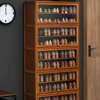Дървени Обувные Шкафове Врата Прахоустойчив Дизайн Входни Вертикални Обувные Шкафове Spaace Saaving Мебели Scarpiere