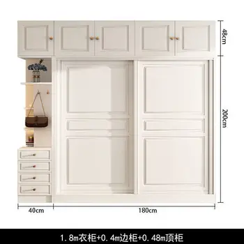 Европейски стил гардероб с плъзгаща се врата модерен минималистичен под наем с скрин гардероб за съхранение на спалня икономичен шкаф за съхранение