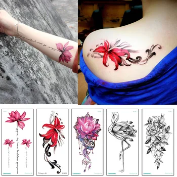 Еднократна временна татуировка стикер 25 стилове цвете разработен прехвърляне на вода фалшива татуировка направи си САМ 3D цветна временна татуировка RA013
