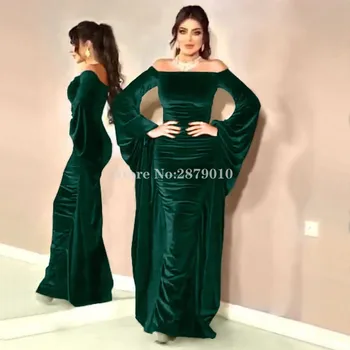 Елегантна Зелена Бордовое Вечерна Рокля Русалка с Дължина До пода, Велюровое Рокля за Бала, Близкия Изток, Саудитска Арабия вечерна рокля 2020, Дубай