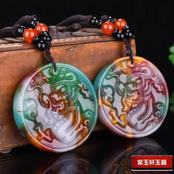 Епоксиден com pingente de jade, pingente natural esculpido em chinês, joias de jadeíte, acessórios de moda para homens e mulheres, p