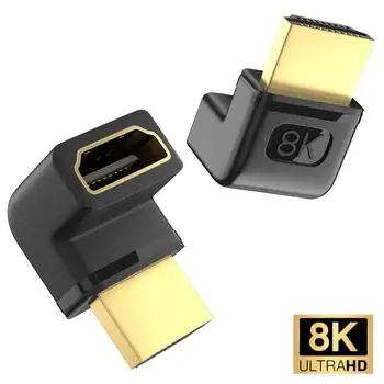 За PS5/XBox 90 градуса L-Образна HDTV преносим компютър Мъжки Женски HDMI Конвертор 8K @ 60Hz HDMI 2.1 Адаптер