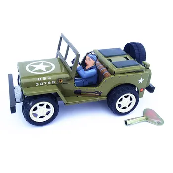 [Забавно] Възрастен Колекция от Ретро Завийте Метална играчка Лидице Модел Джип Механична играчка Завийте играчка фигурки модел детски подарък