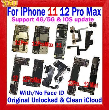 Замяна За iPhone 11 pro max/12 pro max дънна Платка Оригиналната Разблокированная Безплатна icloud, С/Без Face ID Поддръжка на платка логика Актуализация