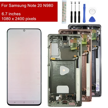 Запис LCD дисплей За Samsung Galaxy Note 20 LCD SM-N980F SM-N980F /DS Дисплей със сензорен екран Дигитайзер в събирането на Заместител Рамка
