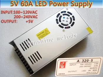 Захранване на дисплея LED 5V 60A 300W привързано, захранване на дисплея LED P3 P4 P5 P6 P10