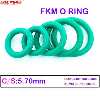 Зелена о-пръстен FKM О-пръстен CS5.70 mm Дебелина OD405.00mm ~ 780,00 мм Маслостойкая, устойчив на киселини и алкални съпротива оборудване запечатване уплътнение О-пръстен FKM