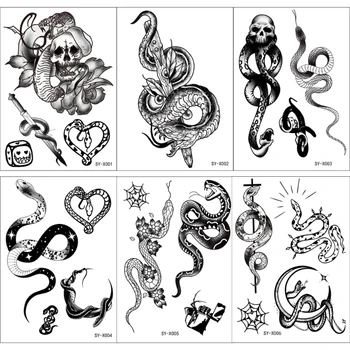 Змия Татуировка Стикер Tribal Черно Цвете Mambas Отпечатък Демона На Смъртта Змия Се Отправят За Еднократна Употреба Временна Татуировка Стикер Ръка Татуировка