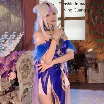 Играта Genshin Impact Ning Guang Cosplay облекло Хелоуин парти Униформи секси костюм