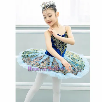 Индивидуални детски и за възрастни Спящата Красавица Тъмно синя Принцеса Съвременно Балетное Танцово Рокля За изпълнения на Пищната Пола-пакетче