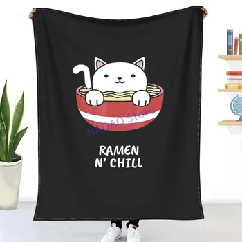 Кавайный японски аниме Котка Ramen, Детско японското одеяло за момичета, Чаршафи за легло, одеяло на дивана, Декоративна решетка