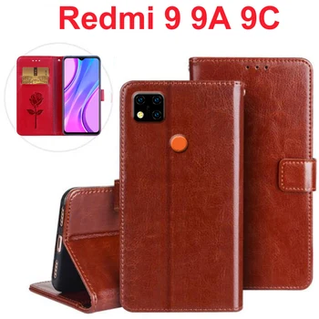 Калъф За Телефон Xiaomi Redmi 9A 9AT 9C NFC Калъф Flip Кожен Портфейл Поставка Капа За Redmi 9i 9 Power Telefon Коренно Защитната Обвивка