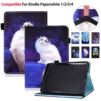 Калъф с анимационни котка за Kindle Paperwhite 1 2 3 4 10th Генерал 2018 Smart Cover Funda Поставка за електронни книги с автоматичен режим на заспиване/събуждане Capa Shell