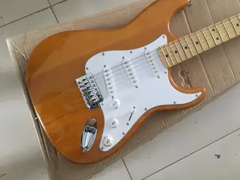 Китайската гитарная фабрика за поръчка на нов цвят на естествено дърво ST Електрическа Безплатна доставка на Кленов Лешояд SSS Пикап В наличност 11