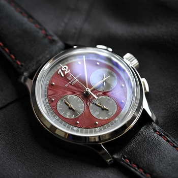 Класически японски кварцов часовник vk63 панда плоча кожена каишка обтегач водоустойчив 50 метра зелен червен сребро синьо мъжки часовник