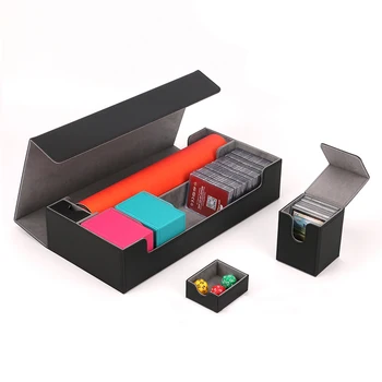 Кожена Кутия За Съхранение на Тесте Карти, Здрава Кутия За Съхранение на Търговската Тестета Карти TCG OCG, Калъф-Органайзер за Носене на Карти Commander MTG