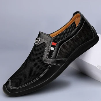 Кожени мъжки обувки годишно от 2021 нови сандали дишаща кожена бизнес мъжки обувки кухи модни мъжки обувки в стила на Жокера