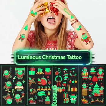 Коледна светещ татуировка пръчка водоустойчив пот екологично чиста снежинка детско мультяшное лицето временна играчка светещ татуировка