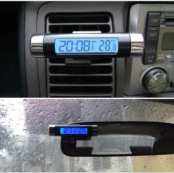 Коли Портативни 2 в 1 Автомобилни Цифрови LCD часовници/Температурен дисплей Електронен Часовник Термометър Автомобилни Цифров Часовник на Времето Автомобилен Аксесоар