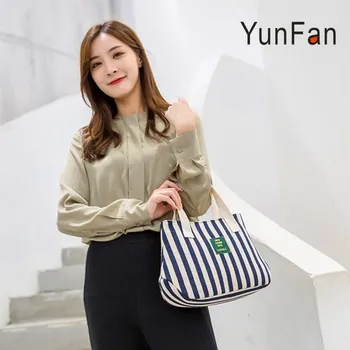 Корейската версия на новата холщовой чанти дебела раирана дамска чанта литературна проста тъканно малка чанта дамска чанта
