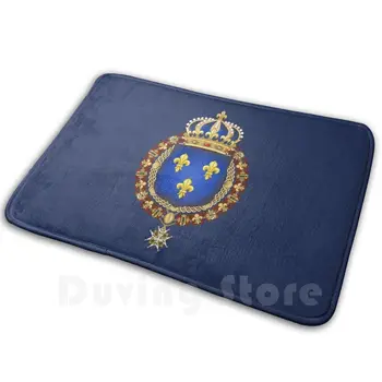 Кралство Франция Френски Герб с Лилии в Ретро стил Син Фон HD Висококачествен Килим