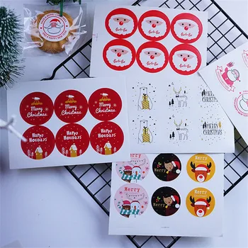 Кръгли Етикети весела Коледа Дядо Коледа Лосове Снежен човек Опаковка оборудване запечатване на Етикета Крафт Стикер за Печене направи си САМ идеи за Подаръци Стикери