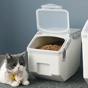 Кутия За Съхранение на Храна за Кучета И Котки, Контейнер За Храна за Домашни Животни, Голям Капацитет за съхранение с Капак, влагат влагоустойчиви Уплътняващи Кутии, Домашен Пластмасов Органайзер