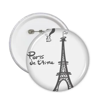Линеен Фигура на Айфеловата Кула Франция Париж Кръгли Щифтове Икона Бутон за Украса на Дрехи Подарък 5шт