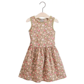 Лятна рокля за момичета от 4 до 15 години, Детска Ежедневни Памучен Цели Плиссированная Дрехи без Ръкави с цветен Лък за Тийнейджъри