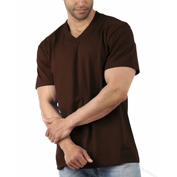 Лятна тениска, мъжки Ежедневни однотонная тениска с къс Ръкав, мъжки Модерен Свободен Пуловер с V-образно деколте, Риза, Топ