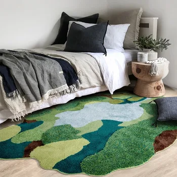 Малко мшистый 3D мат ръчно изработени, скандинавски нощни килим голям размер 140*200 см, зелена цветна подложка за детска стая