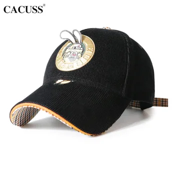 Марка CACUSS, Благородна Жена в есенно-зимната бейзболна шапка в Клетка с 3D Кроличьими Уши, Скъпа Ежедневни бейзболна шапка с Козирка за Жени, Шапка