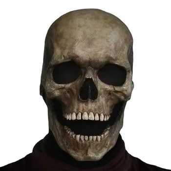 Маска на череп с подвижна челюст 2021 Нов Прием на Хелоуин Качулка с Черепа За Възрастни Пълна Главата Скелет каска Гъвкави Устата