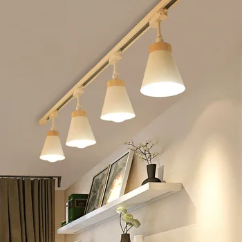Модерен Трековый Лампа, Прожектор LED Shop Light Лот Nordic Wood Track Light Led Лампа Plafond Лампа за Магазин за Дрехи