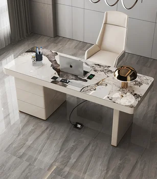 Модерен лек луксозна каменна маса в стила рок, малък семеен скандинавски работно бюро за обучение, компютърна маса, лесен бюро, офис-маса, домакински