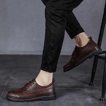 Модерен мъжки бизнес модела обувки от естествена Кожа, Висококачествени Лоферы, Черни Обувки На Равна Подметка, Дишаща Официалната Обувки За Сватбени Партита