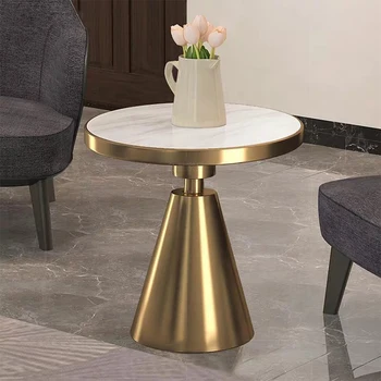 Модерна Нова дизайнерски мебели средата на века промишлена лукс мраморна маса в огледалото златен метален разтегателен приставной масичка е модерна всекидневна